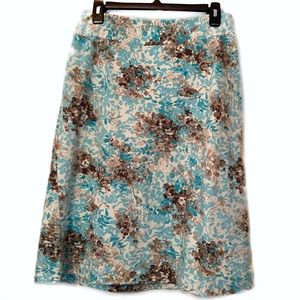 Talbots Stretch Size 6 Blue Floral Skirt